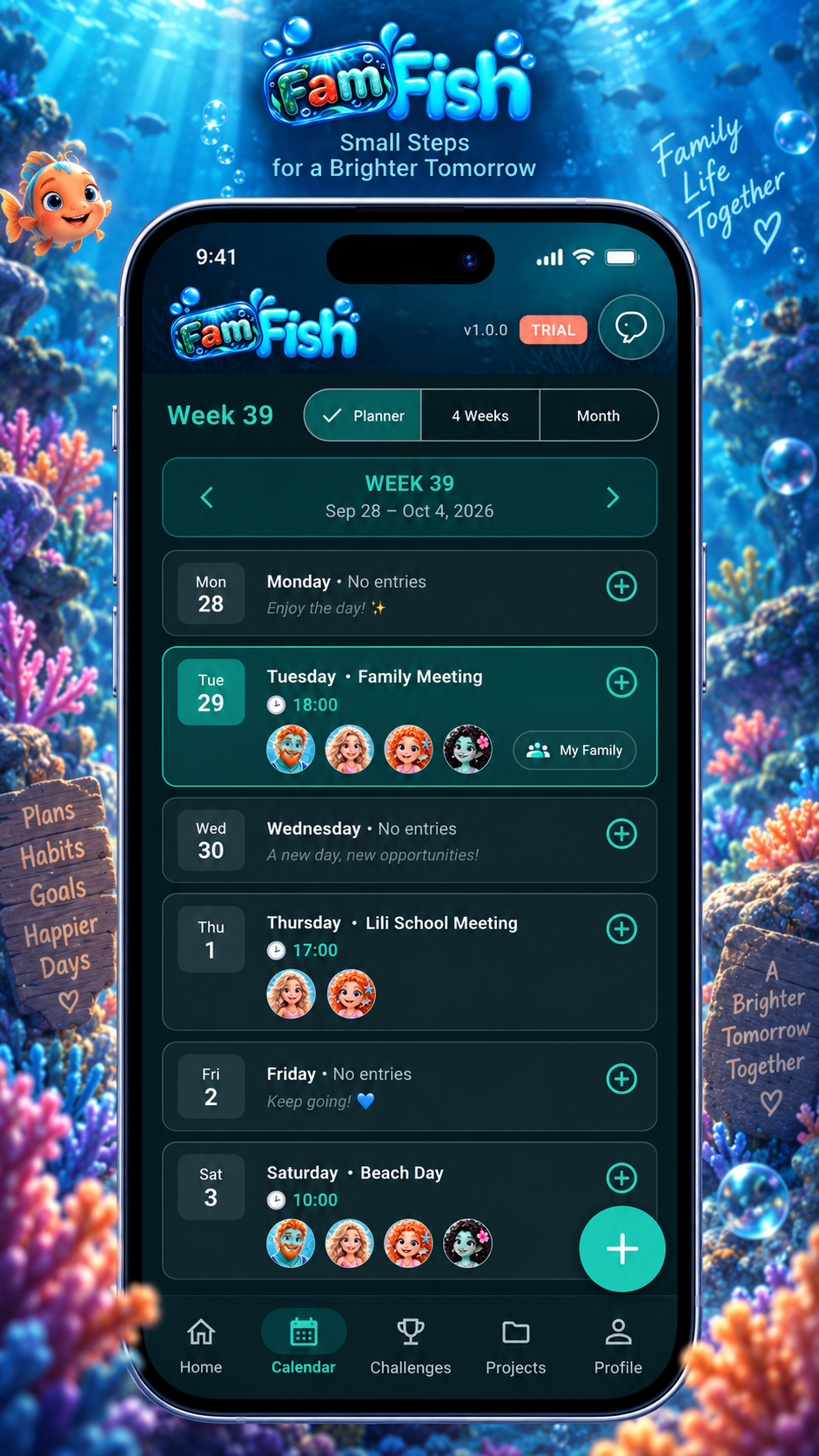 FamFish Calendar Planner View