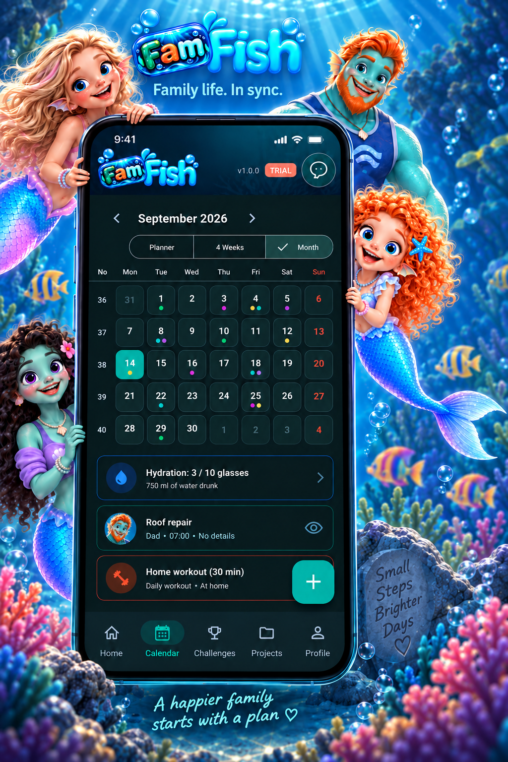 FamFish Calendar Month View