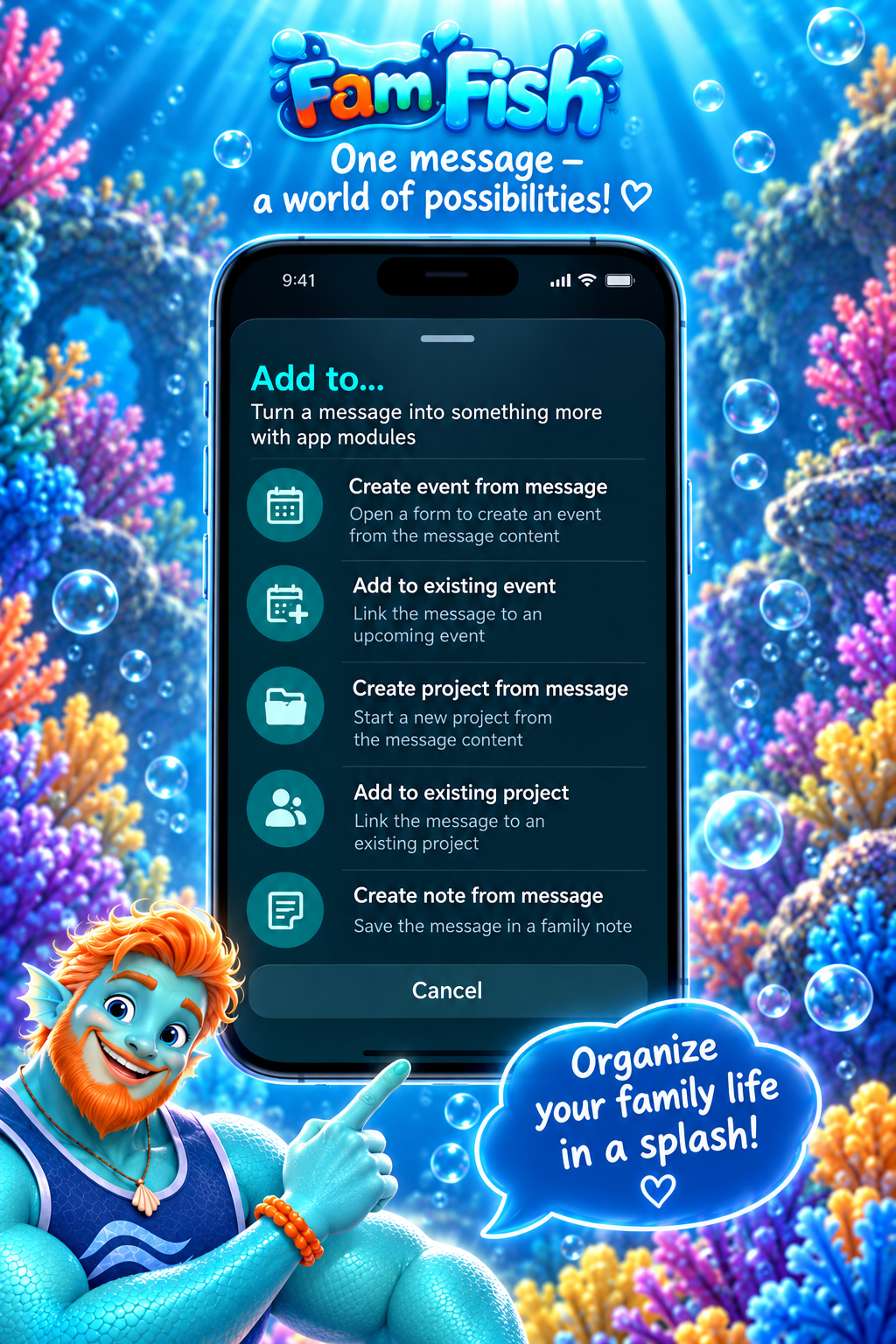 FamFish Convert Message to Action